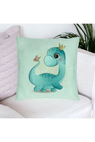 BEKZ Perna Decorativa, Model Blue Baby Dinozaur, 40x40 cm, Verde Menta, Husa ...