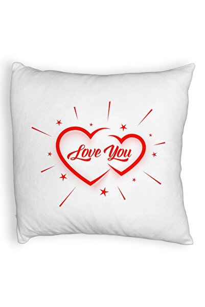 BEKZ Perna Decorativa Fluffy, Model Love You, 40x40 cm, Alba, Husa Detasabila...