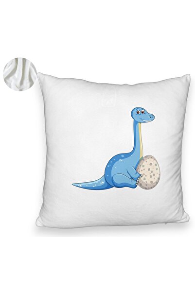 BEKZ Față de pernă pufoasă, model pentru copii, dinozaur cu ouă, 40x40 cm, albă