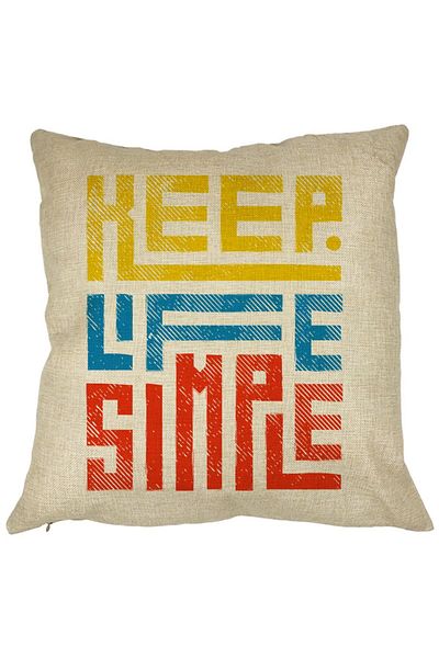 BEKZ Perna Decorativa, Keep Life Simple, 40x40 cm, Husa Detasabila, Burduf