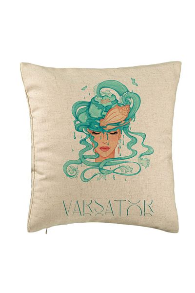 BEKZ Perna Decorativa, Model Zodia Varsator, 40x40 cm, Bej, Husa Detasabila, Burduf