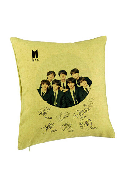 BEKZ Perna Decorativa BTS Army in Costum cu Semnaturi, 40x40 cm, Verde, Husa ...