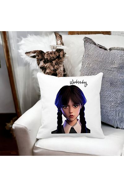 BEKZ Wednesday Addams Pillowcase 8.40x40 Cm, White, Matte