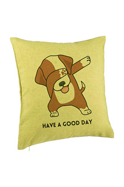 BEKZ Perna Decorativa, Model Have a Good Day, 40x40 cm, Verde, Husa Detasabil...