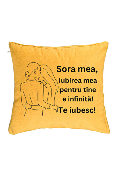 BEKZ Perna Decorativa Sora mea 10, 40x40 cm, Galben, Husa Detasabila, Burduf