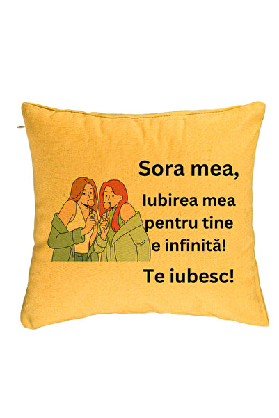 BEKZ Perna Decorativa Sora mea 14, 40x40 cm, Galben, Husa Detasabila, Burduf