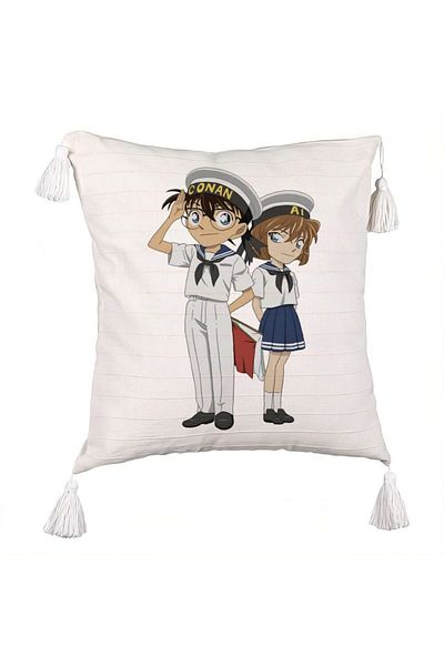 BEKZ Detective Conan 2 Fringed Pillowcase, 45x45 cm, Ecru, With zipper