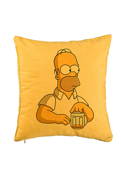 BEKZ Perna Decorativa, Model Simpsons Homer, 40x40 cm, Galben, Husa Detasabil...