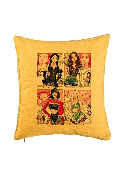 BEKZ Perna Decorativa BlackPink, Model 5, 40x40 cm, Galben, Husa Detasabila, ...
