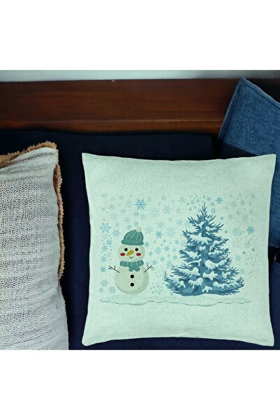 BEKZ Perna Decorativa Om de Zapada si Brad, 40x40 cm, Verde Menta, Husa Detas...