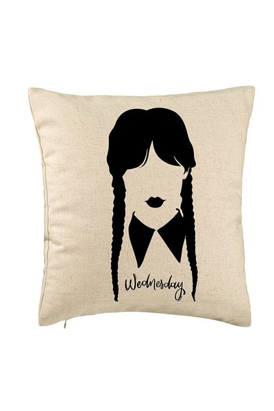 BEKZ Perna Decorativa, Model Wednesday Addams 2, 40x40 cm, Bej, Husa Detasabila, Burduf