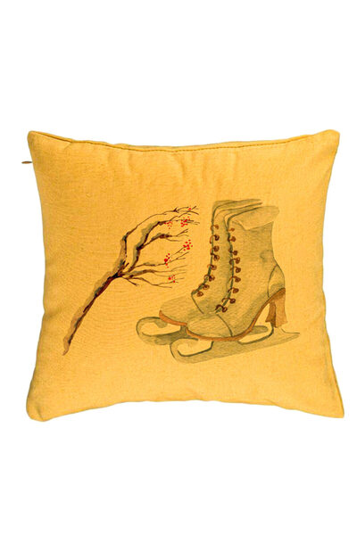 BEKZ Christmas Pillowcase, Ice Skates, 1, 40x40 Cm, Yellow