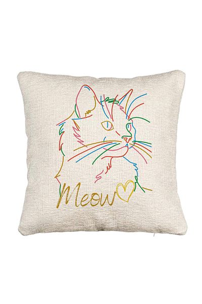 BEKZ Perna Decorativa Canapea, Model Pisica Meow, 40x40 cm, Cu fermoar