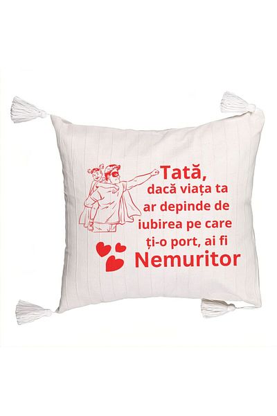 BEKZ Fringed Pillowcase, Pattern for Tata 11, 45x45 cm, Ecru, With zipper