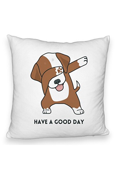 BEKZ Față de pernă pufoasă, model „O zi bună”, 40x40 cm, albă