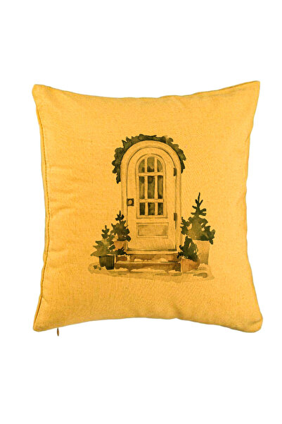 BEKZ Perna Decorativa cu tematica de Craciun, 8, 40x40 cm, Galben, Husa Detas...