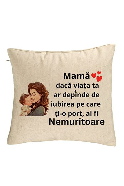 BEKZ Perna Decorativa, Model pentru Mama 8, 40x40 cm, Bej, Husa Detasabila, Burduf