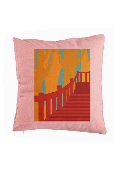 BEKZ Perna Decorativa, Model Bridge Art, 40x40 cm, Roz, Husa Detasabila, Burduf