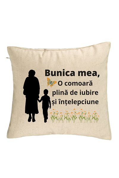 BEKZ Perna Decorativa pentru Bunicul 19, 40x40 cm, Bej, Husa Detasabila, Burduf