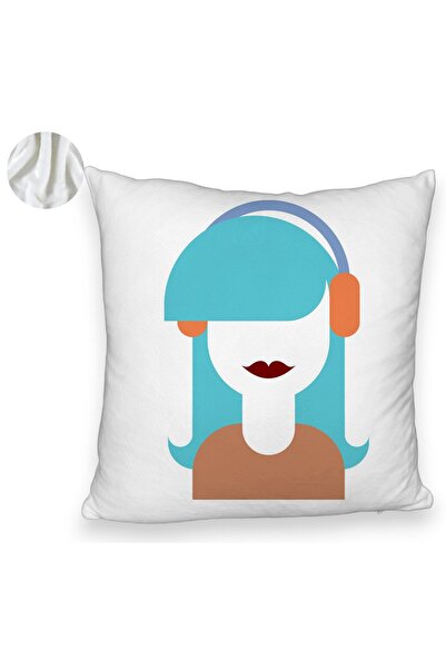 BEKZ Perna Decorativa Fluffy, Model Seen, 40x40 cm, Alba, Husa Detasabila, Burduf