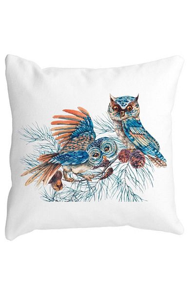 BEKZ Christmas Pillowcase Owl Colorfull, 40x40 Cm, White, Matte