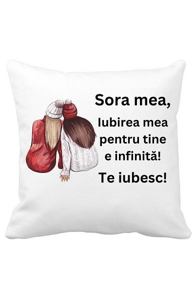 BEKZ Pillowcase My Sister 1, 40x40 Cm, White, Matte