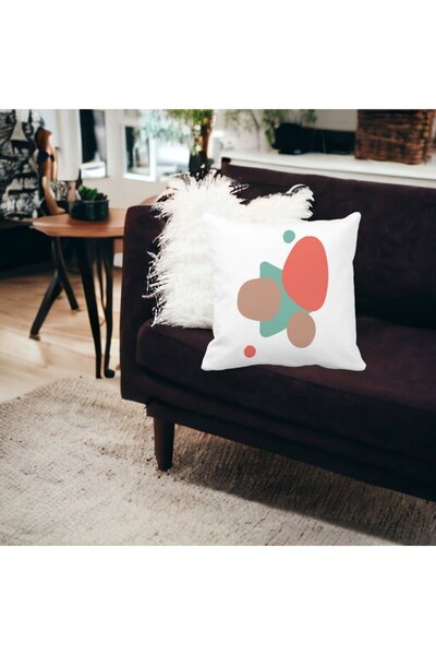 BEKZ Perna Decorativa Abstracta 5,40x40 cm, Alba, Mata, Husa Detasabila, Burduf