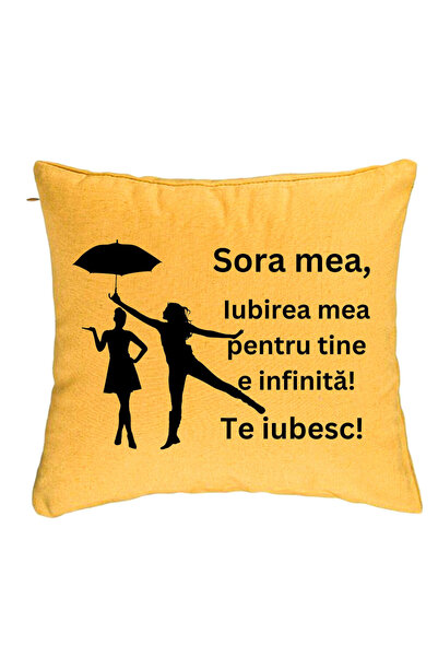 BEKZ Perna Decorativa Sora mea 2, 40x40 cm, Galben, Husa Detasabila, Burduf