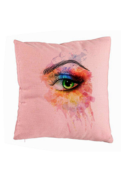 BEKZ Perna Decorativa, Model Multicolor Eye, 40x40 cm, Roz, Husa Detasabila, ...