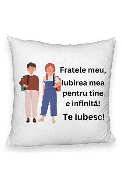 BEKZ Perna Decorativa Fluffy, Fratele meu 1, 40x40 cm, Alba, Husa Detasabila, Burduf