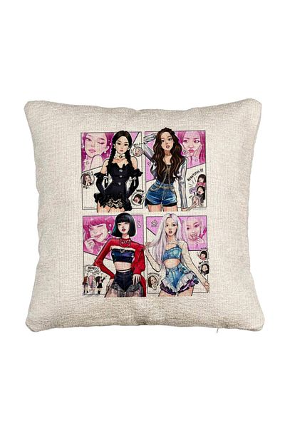 BEKZ Fata de perna Canapea BlackPink, Model 5, 40x40 cm, Cu fermoar