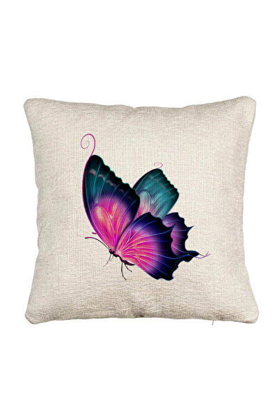 BEKZ Fata de perna Canapea, Model Fluture Multicolor, 40x40 cm, Cu fermoar