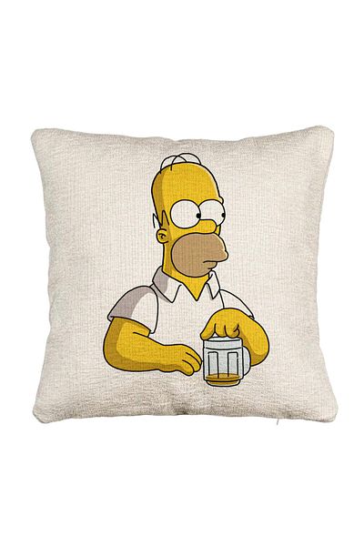 BEKZ Fata de perna Canapea, Model Simpsons Homer, 40x40 cm, Cu fermoar
