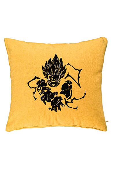 BEKZ Perna Decorativa cu Dragonball Goku Black, 40x40 cm, Galben, Husa Detasa...