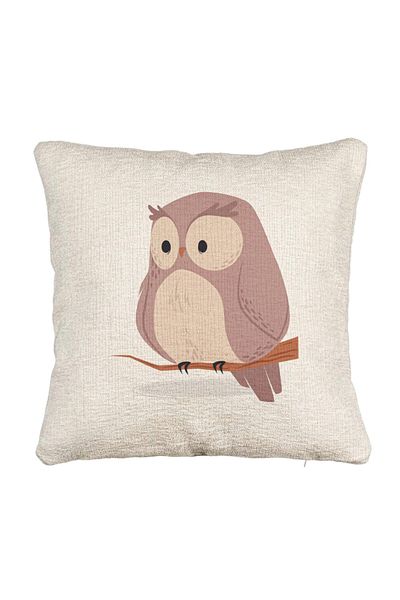 BEKZ Fata de perna Canapea, Model Bufnita, 40x40 cm, Cu fermoar