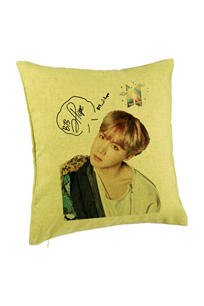 BEKZ Perna Decorativa BTS J-hope, 40x40 cm, Verde, Husa Detasabila, Burduf