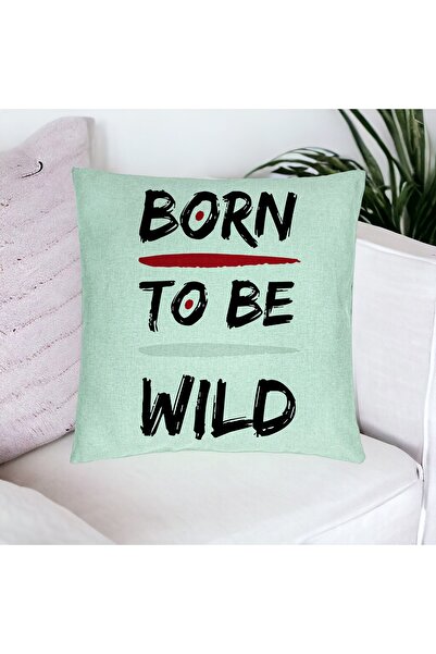 BEKZ Perna Decorativa, Model Born to Be Wild, 40x40 cm, Verde Menta, Husa Detasabila, Burduf