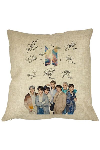 BEKZ Față de pernă BTS Army cu jachete semnătură, 40x40 cm