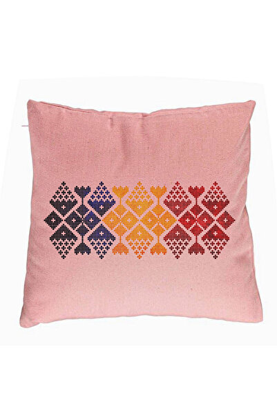 BEKZ Perna Decorativa, Model cu Motive Locale, 40x40 cm, Roz, Husa Detasabila...