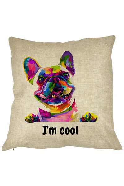 BEKZ Perna Decorativa, I&apos;m cool Colorful, 40x40 cm, Husa Detasabila, Burduf