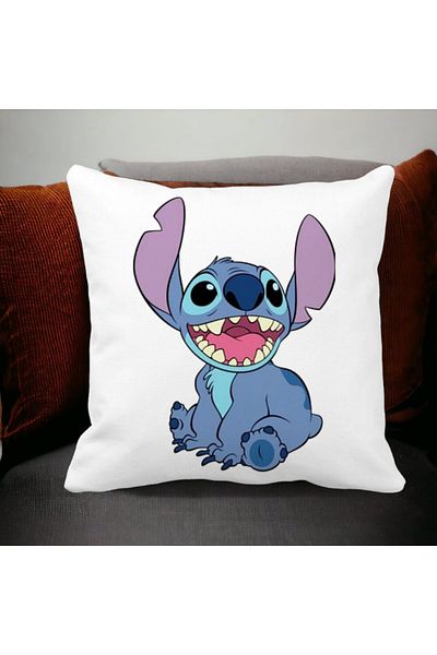 BEKZ Lino Square Decorative Pillow from Cartoons, 40x40 cm, White, Matte, Removable Cover, Bellows