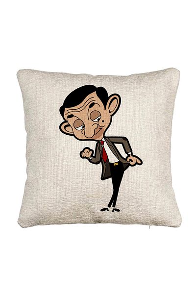 BEKZ Fata de perna Canapea, Model Mr Bean, 40x40 cm, Cu fermoar