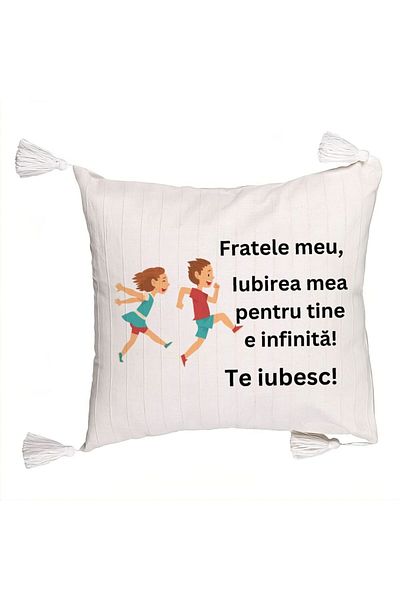 BEKZ Decorative Pillow with Fringes My Brother 7, 45x45 cm, With zipper