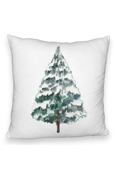 BEKZ Față de pernă pufoasă cu tematică de Crăciun, brad 2, 40x40 cm, albă
