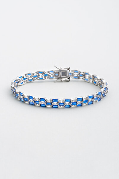 So CHIC... Renkli Avangard 18 Ayar Beyaz Altın Kaplama Gümüş Tasarım Bileklik