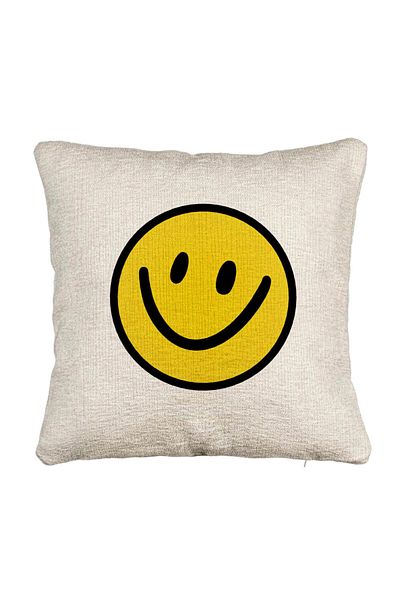 BEKZ Perna Decorativa Canapea, Model Smiley Face 2, 40x40 cm, Cu fermoar