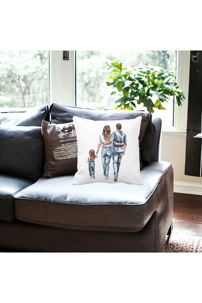 BEKZ Pillowcase, Family In Blue, 40x40 Cm, White, Matte