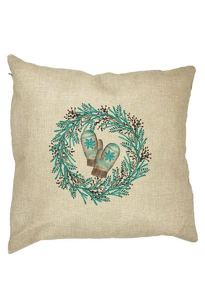 BEKZ Perna Decorativa Coronita de Craciun, 40x40 cm, Husa Detasabila, Burduf