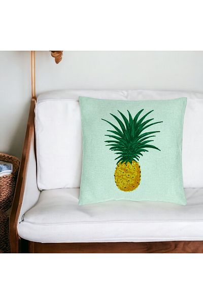 BEKZ Față de pernă, model ananas, 40x40 cm, verde mentă