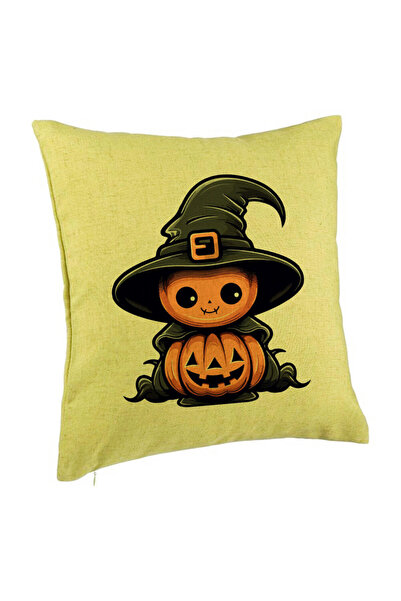 BEKZ Perna Decorativa cu motiv de Halloween 1, 40x40 cm, Verde, Husa Detasabi...